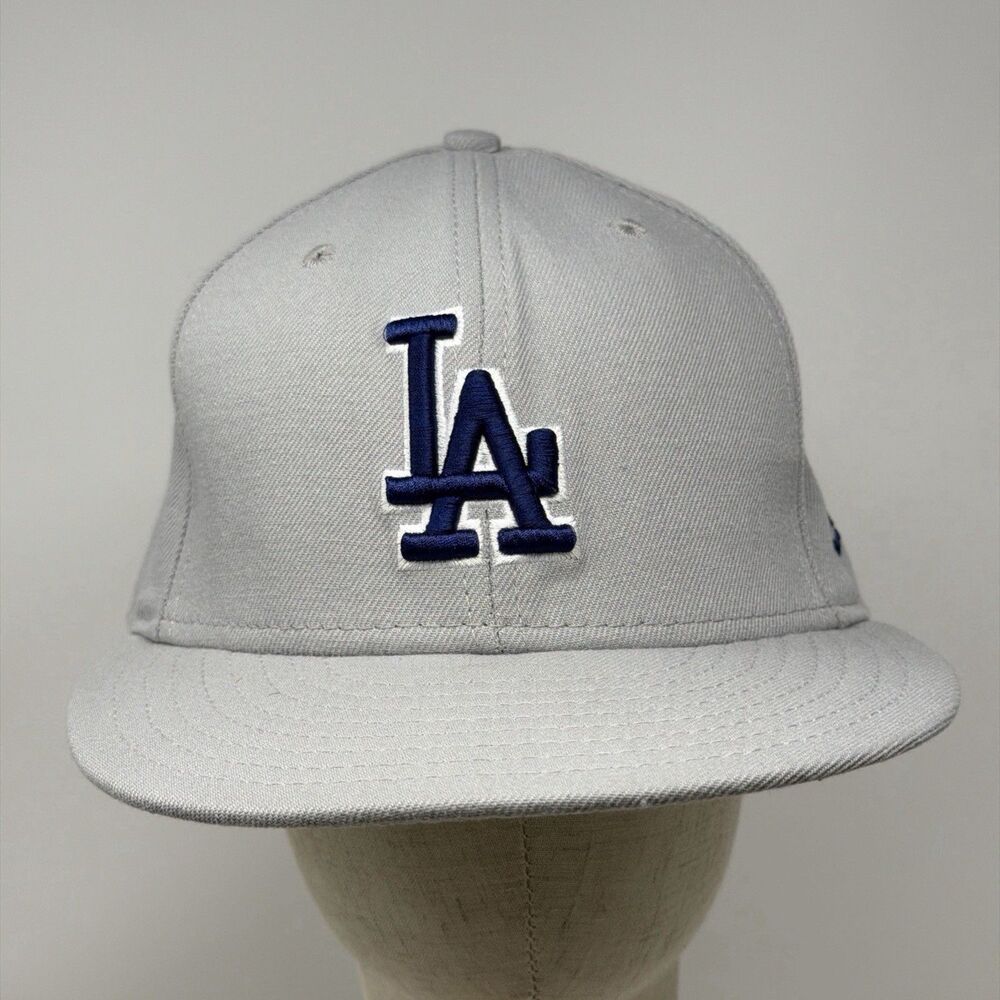 New Era LA Dodgers 59FIFTY Hat 7 1/2 Gray Wool Blend MADE IN USA MLB